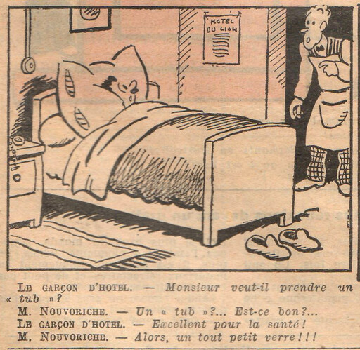 Almanach National 1933 - 31 - jeudi 11 mai 1933 - Le garçon d'hôtel - Monsieur veut-il prendre un tub