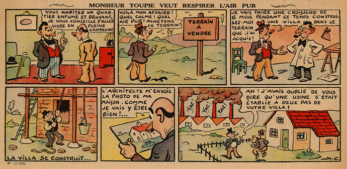 Pierrot 1937 - n°13 - page 4 - Monsieur Toupie veut respirer l'air pur - 28 mars 1937