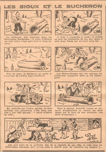 Coeurs Vaillants 1935 - n°40 - page 6 - Les sioux et le bûcheron - 6 octobre 1935