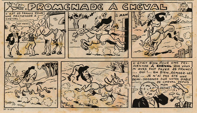 Pierrot 1939 - n°14 - page 2 - Promenade à cheval - 2 avril 1939
