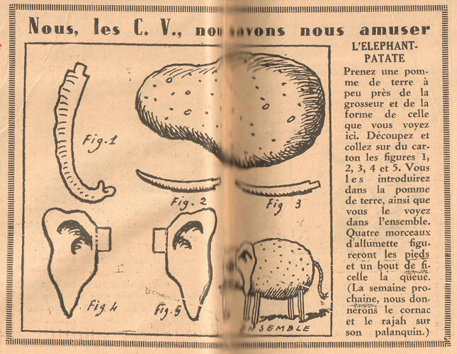 Coeurs Vaillants 1936 - n°9 - pages 4 et 5 - L'éléphant-Patate - 1er mars 1936