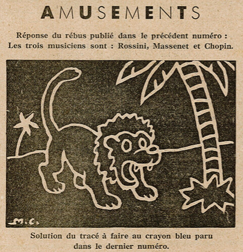 Ames Vaillantes 1938 - n°26 - page 8 - Solutions du Rébus et du tracé pour le lion - 30 juin 1938