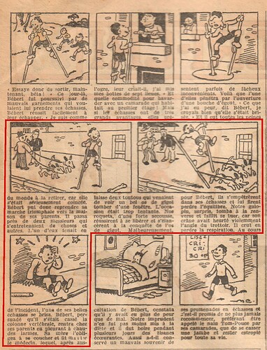 Cri-Cri 1934 - n°828 - page 2 - Les échasses de BEBERT - 9 août 1934 (avec cadrage du gag)