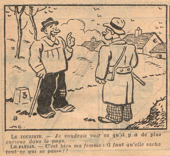 Almanach National 1933 - 65 - jeudi 28 décembre 1933 - Le touriste - Je voudrais voir ce qu'il y a de plus curieux dans le pays