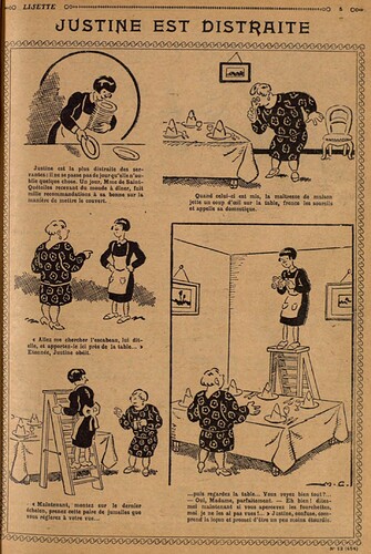 Lisette 1930 - n°12 - page 5 - Justine est distraite - 23 mars 1930