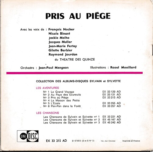 disque Pris au piège 1967 (2) dos