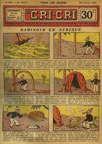 Cri-Cri 1931 - n°648 - page 1 - Radinoir en Afrique - 26 février 1931