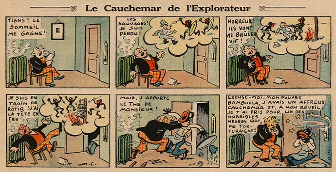 Pierrot 1936 - n°51 - page 1 - Le cauchemar de l'explorateur - 20 décembre 1936