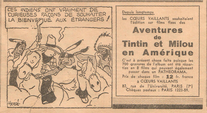 Coeurs Vaillants 1935 - n°31 - page 7 - Tintin et Milou en films fixes - 4 août 1935