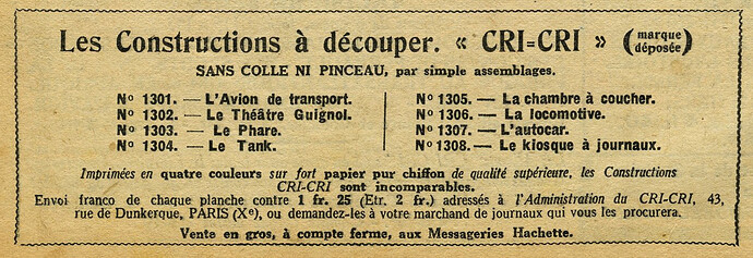 Cri-Cri 1933 - n°749 - page 14 - Les constructions à découper - 2 février 1933