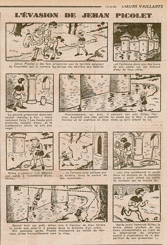Coeurs Vaillants 1932 - n°33 - Page 8 - L'évasion de Jehan Picolet - 14 août 1932