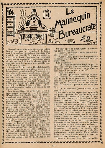 Almanach Petit Illustré 1934 - page 41 - Le Mannequin Bureaucrate