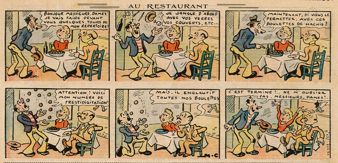 Pierrot 1938 - n°12 - page 5 - Au restaurant - 20 mars 1938