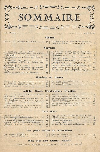 Almanach Pierrot 1940 - page 1 - Sommaire