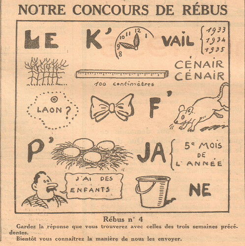 Coeurs Vaillants 1936 - n°2 - page 9 - Notre concours de Rébus - 12 janvier 1936