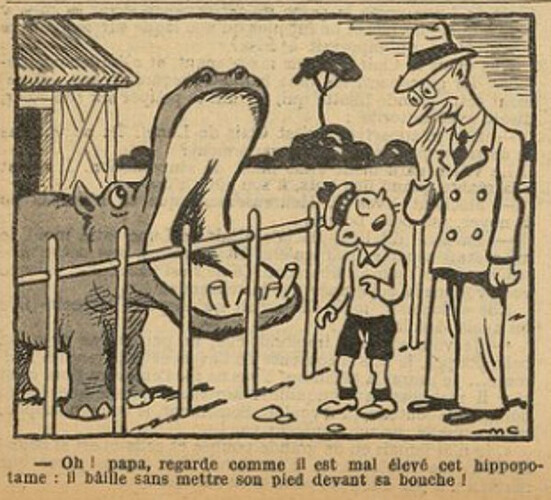 Fillette 1936 - n°1484 - page 6 - Oh pap regarde comme il est mal élevé cet hippopotame - 30 août 1936