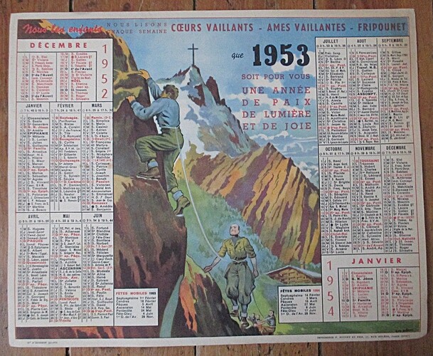 Calendrier 1953 CV-AV-FM (bis)
