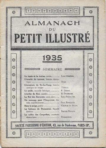 Almanach du Petit Illustré 1935 - page 1 - Sommaire