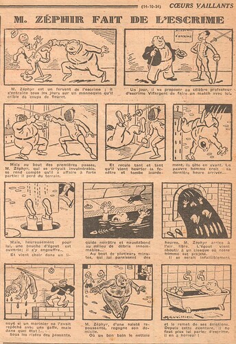 Coeurs Vaillants 1934 - n°42 - page 8 - M. Zéphir fait de l'escrime - 14 octobre 1934