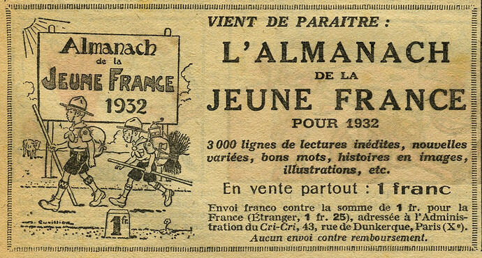 Cri-Cri 1931 - n°672 - page 2 - Almanach de la Jeune France de 1932 - 13 août 1931