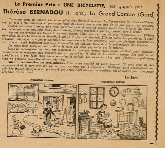 Ames Vaillantes 1938 - n°29 - page 5 - 1er prix du concours - 21 juillet 1938