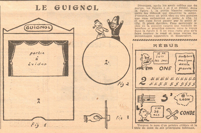 Coeurs Vaillants 1934 - n°17 - page 6 - Le Guignol et 2 rébus - 22 avril 1934