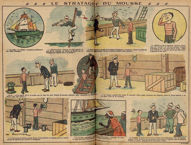 Pierrot 1930 - n°15 - pages 8 et 9 - Le stratagème du mousse - 13 avril 1930