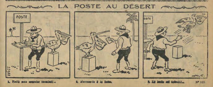 Pierrot 1928 - n°121 - page 7 - La poste au désert - 15 avril 1928
