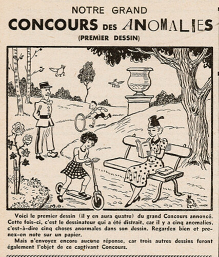 Ames Vaillantes 1938 - n°19 - page 6 - Grand Concours des Anomalies (1er dessin) - 12 mai 1938