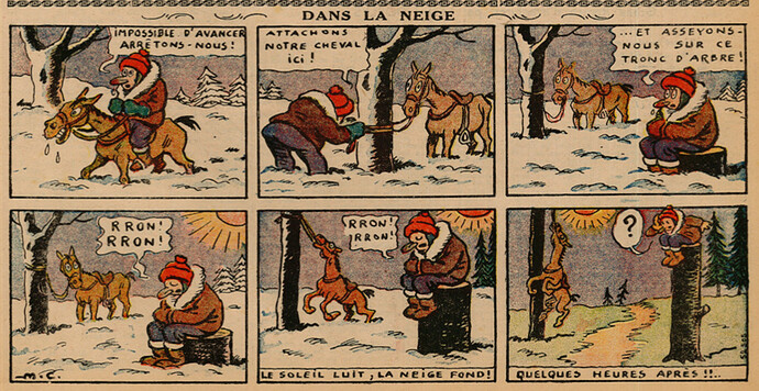 Pierrot 1936 - n°16 - page 1 - Dans la neige - 19 avril 1936