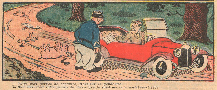 Almanach National 1933 - 17 - mardi 14 mars 1933 - Voilà mon permis de conduire Monsieur le gendarme