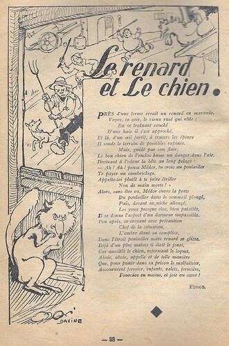 Almanach Junior 1937 - page 38 - Le renard et le chien (Davine)