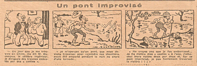Coeurs Vaillants 1935 - n°33 - page 2 - Un pont improvisé - 18 août 1935
