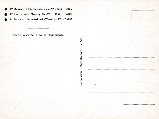 carte postale CV - AV 1962 soleillant dos