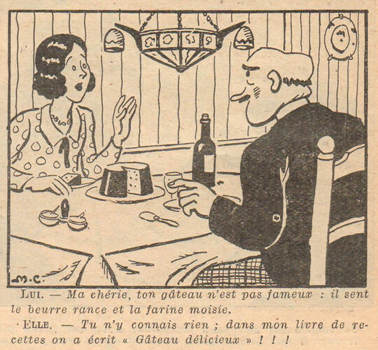 Almanach National 1934 - 13 - Mardi 17 avril 1934 - Lui - Ma chérie ton gâteau
