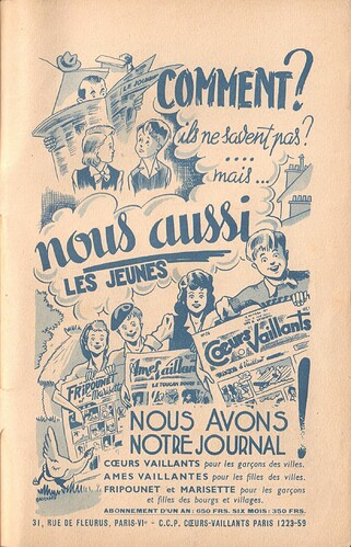 Almanach Farandole 1949 - publicité pour les revues CV-AV-F&M au revers du dos