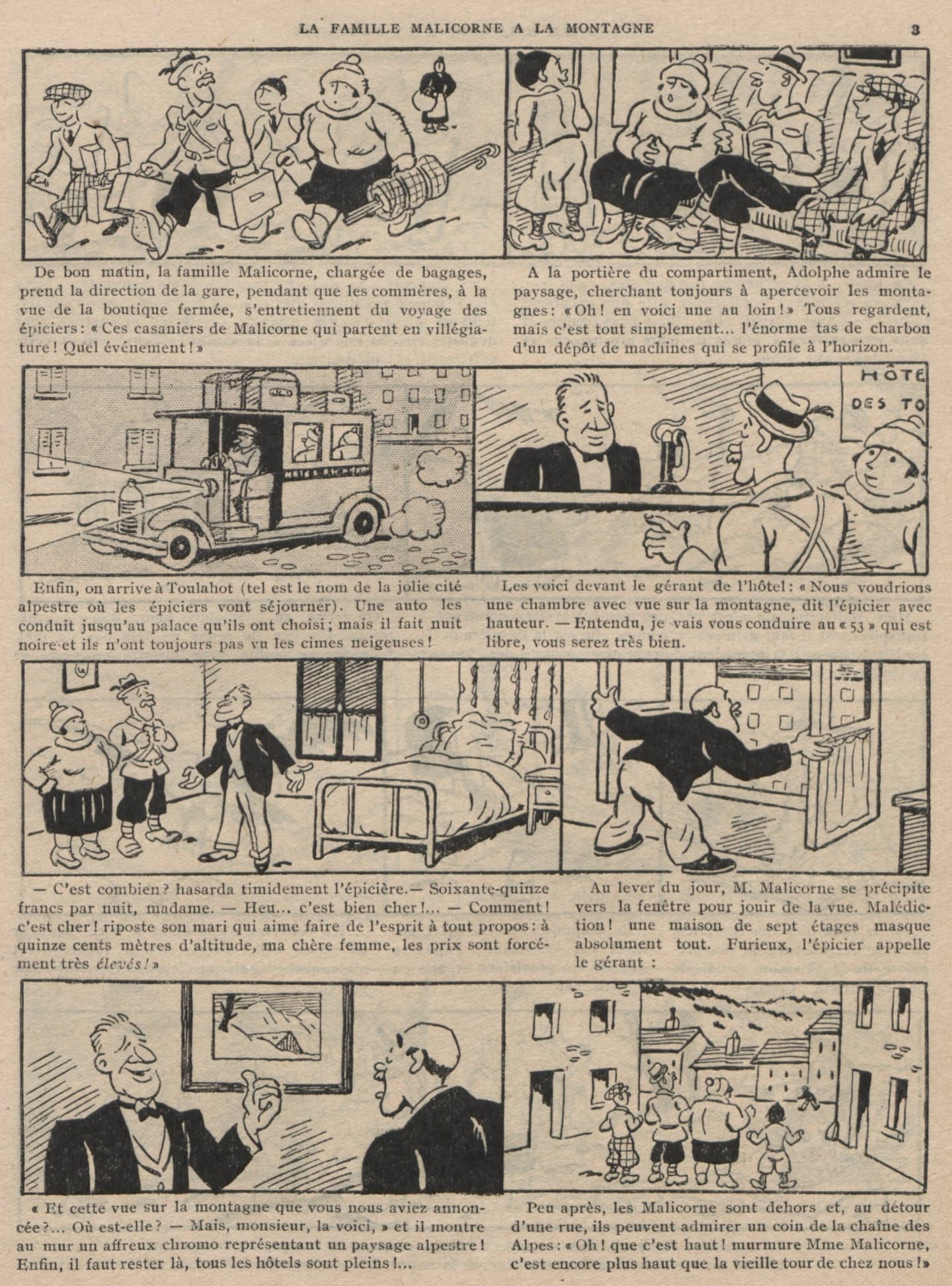 Guignol 1932 - n°202 - La famille Malicorne à la montagne - 14 août 1932 - page 3
