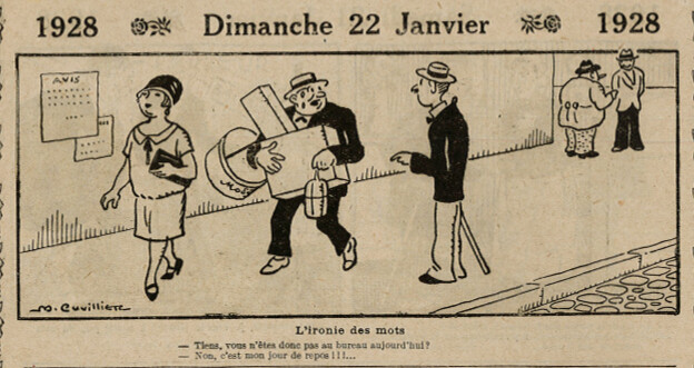 Almanach Vermot 1928 - 3 - Dimanche 22 janvier 1928