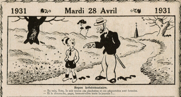 Almanach Vermot 1931 - 32 - Repos habdomadaire - Mardi 28 avril 1931