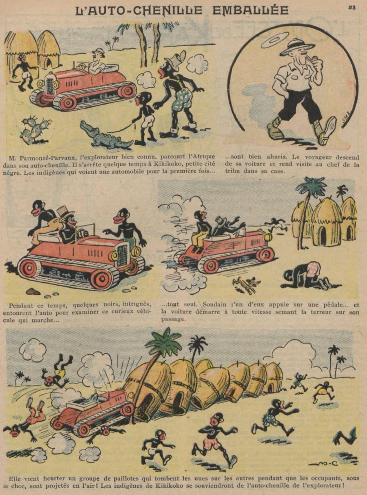 Guignol 1932 - n°199 - page 33 - L'auto-chenille emballée - 24 juillet 1932