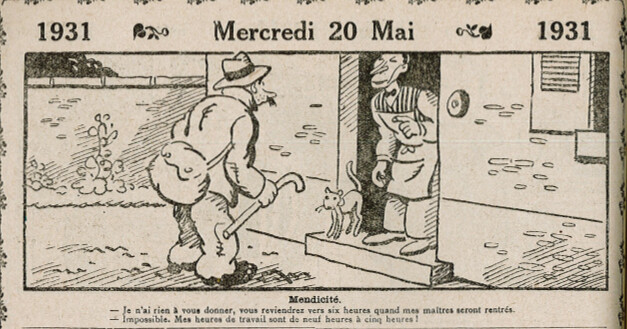 Almanach Vermot 1931 - 34 - Mendicité - Mercredi 20 mai 1931