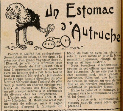 Almanach Vermot 1926 - 15 - Un estomac d'autruche - Mercredi 28 avril 1926