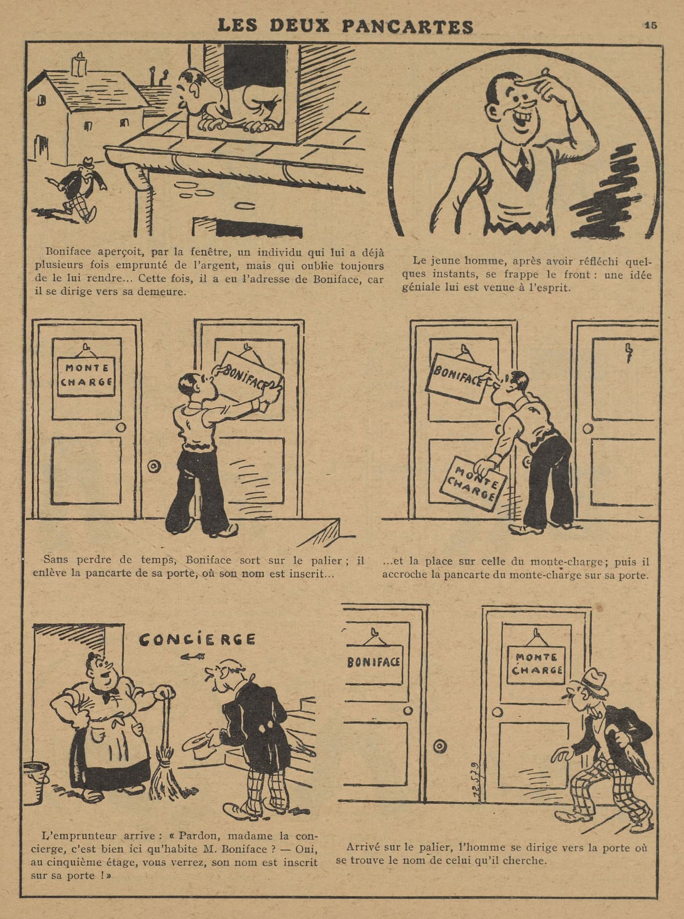 Guignol 1935 - n°4 - page 15 - Les deux pancartes - 27 janvier 1935