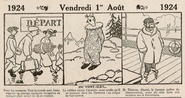 Almanach Vermot 1924 - 27 - Mais où vont-ils - Vendredi 1er août 1924