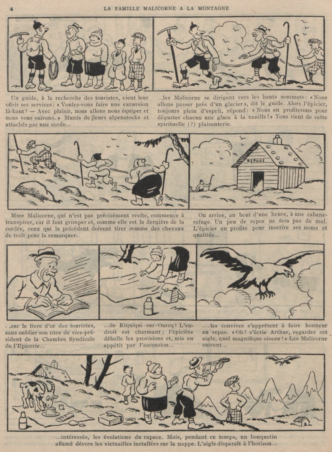 Guignol 1932 - n°202 - La famille Malicorne à la montagne - 14 août 1932 - page 4