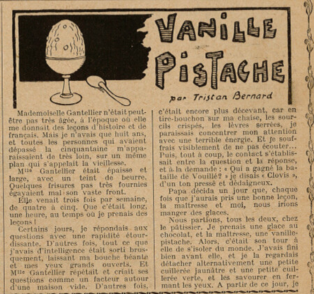 Almanach Vermot 1928 - 25 - Vanille et Pistache - Mardi 25 septembre 1928
