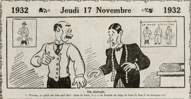 Almanach Vermot 1932 - 54 - Un distrait - Jeudi 17 novembre 1932
