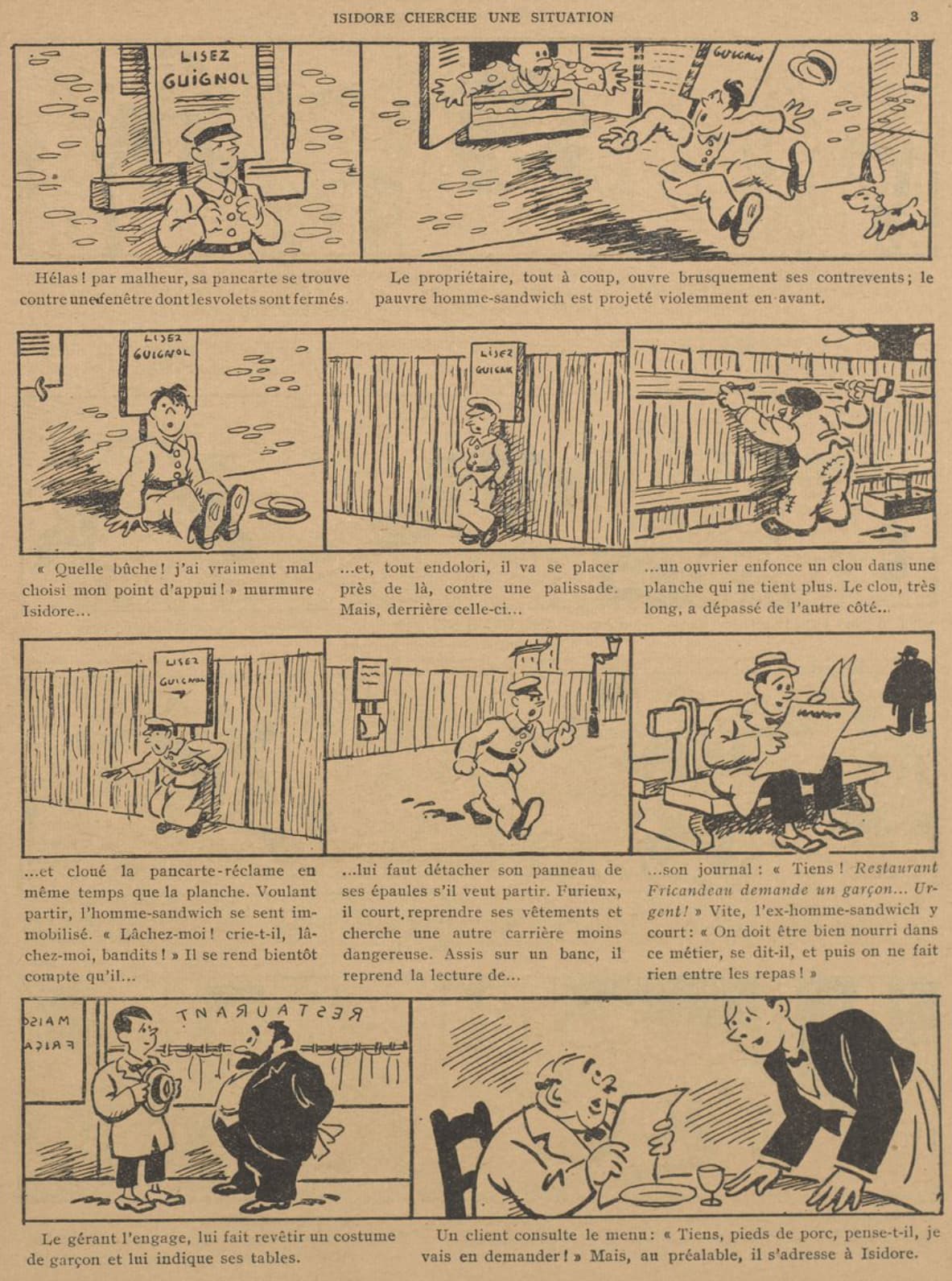 Guignol 1932 - n°190 - Isidore cherche une situation - 3 avril 1932 - page 3