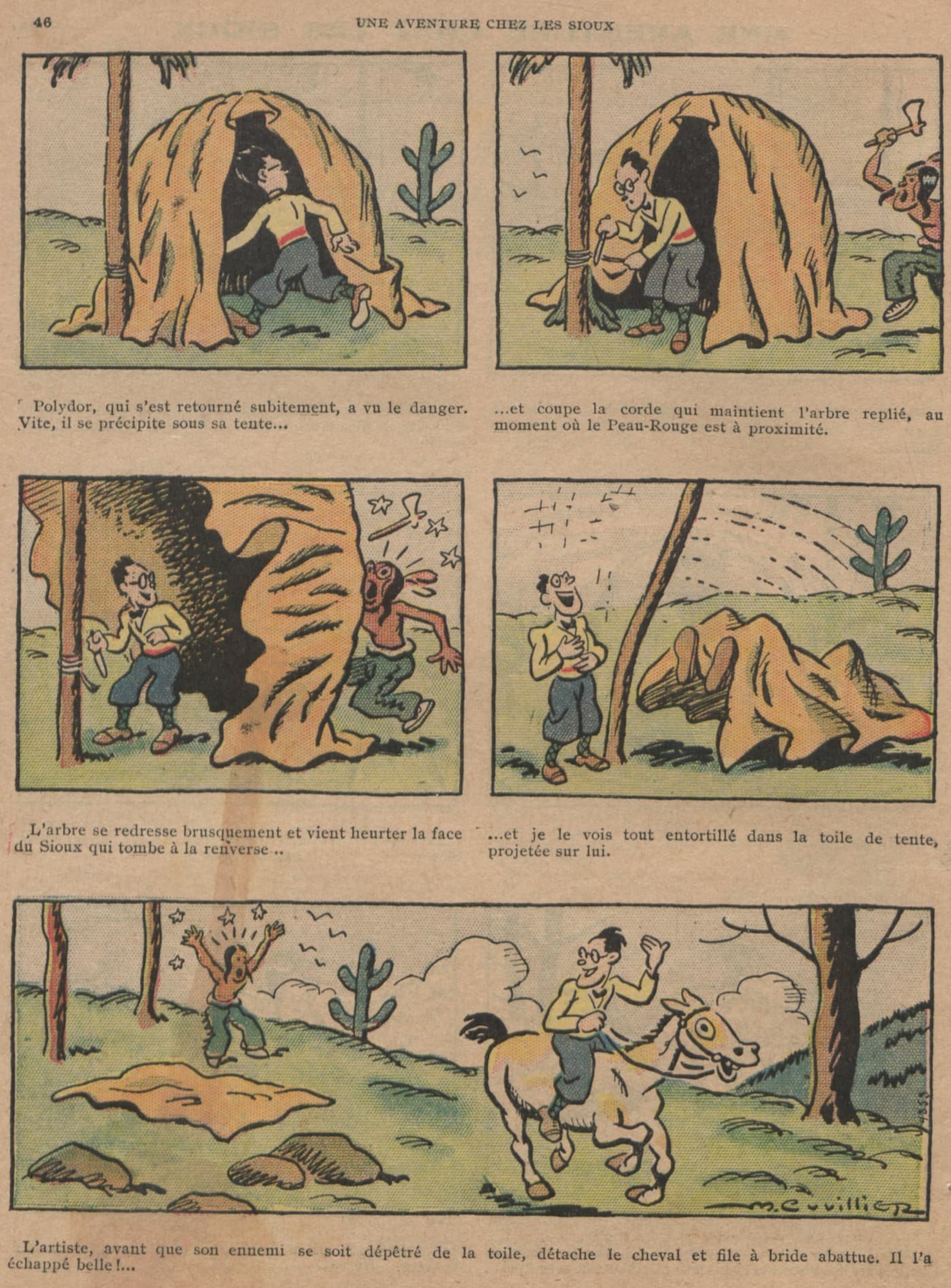 Guignol 1932 - n°197 - Une aventure chez les Sioux - 10 juillet 1932 - page 46
