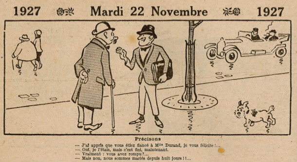 Almanach Vermot 1927 - 49 - Mardi 22 novembre 1927